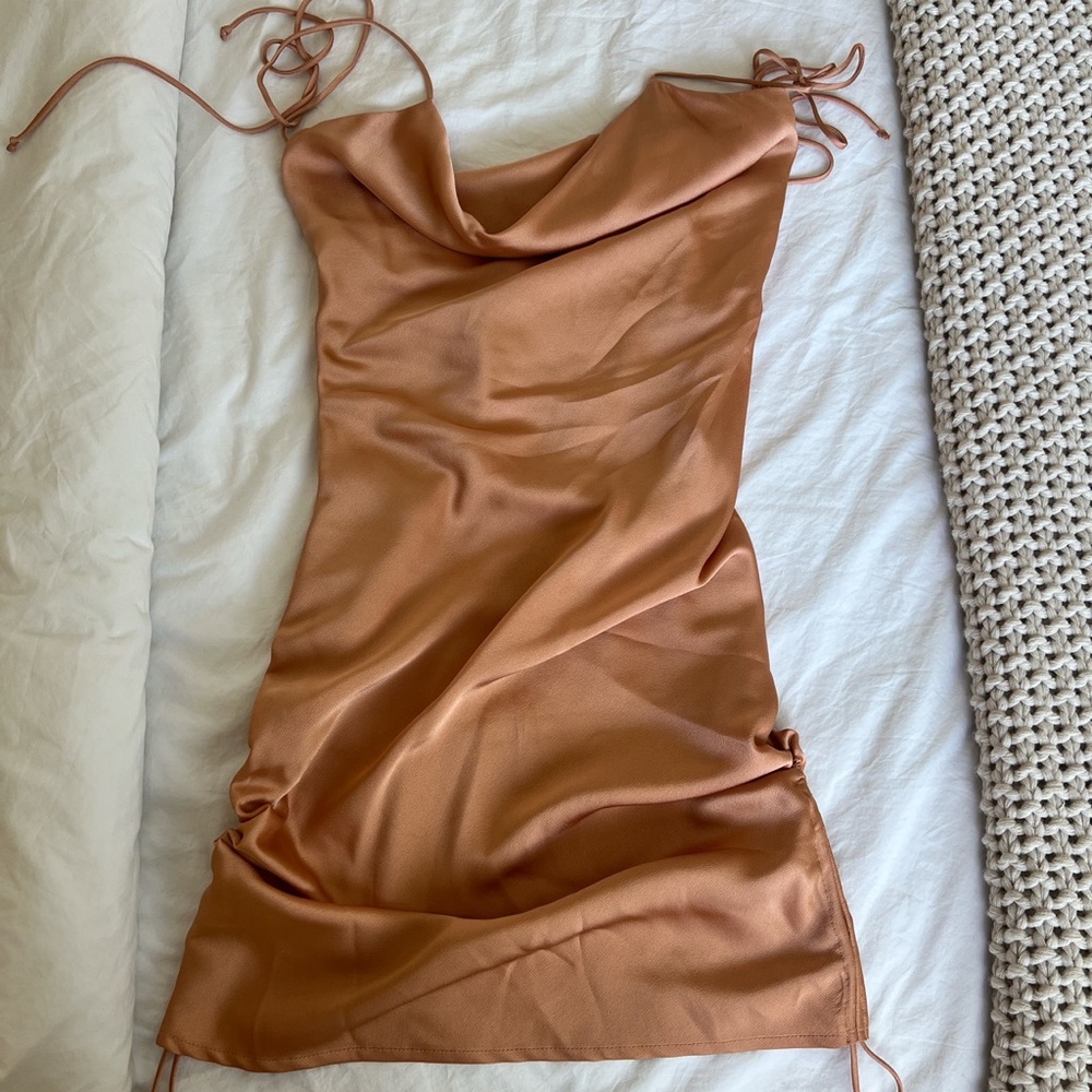 Silk orange mini dress
